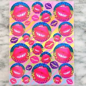 Vintage Lisa Frank Sticker Sheet Lips S217